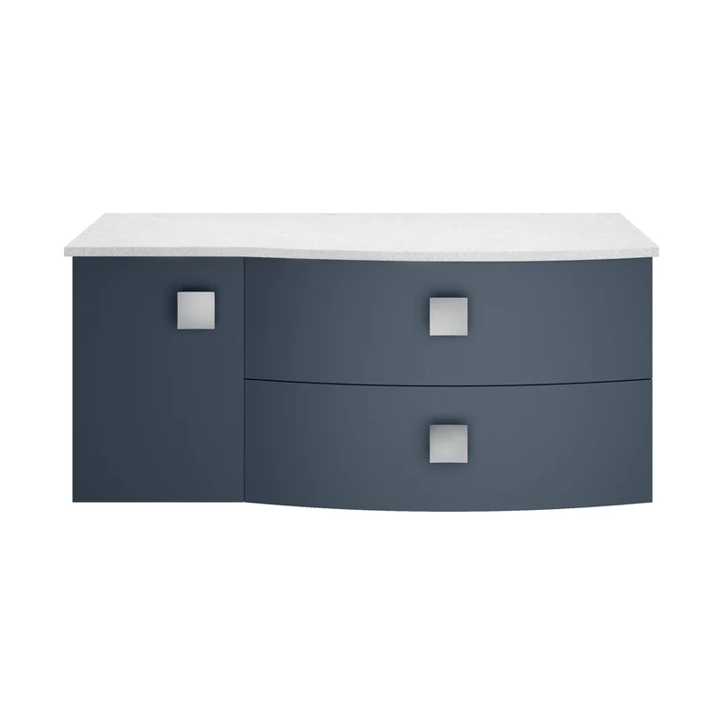 Hudson Reed Sarenna 1000mm Right Hand Cabinet With Marble Top Contemp Mineral Blue MFC Smooth Matt 446x1012x504mm - SAR303R
