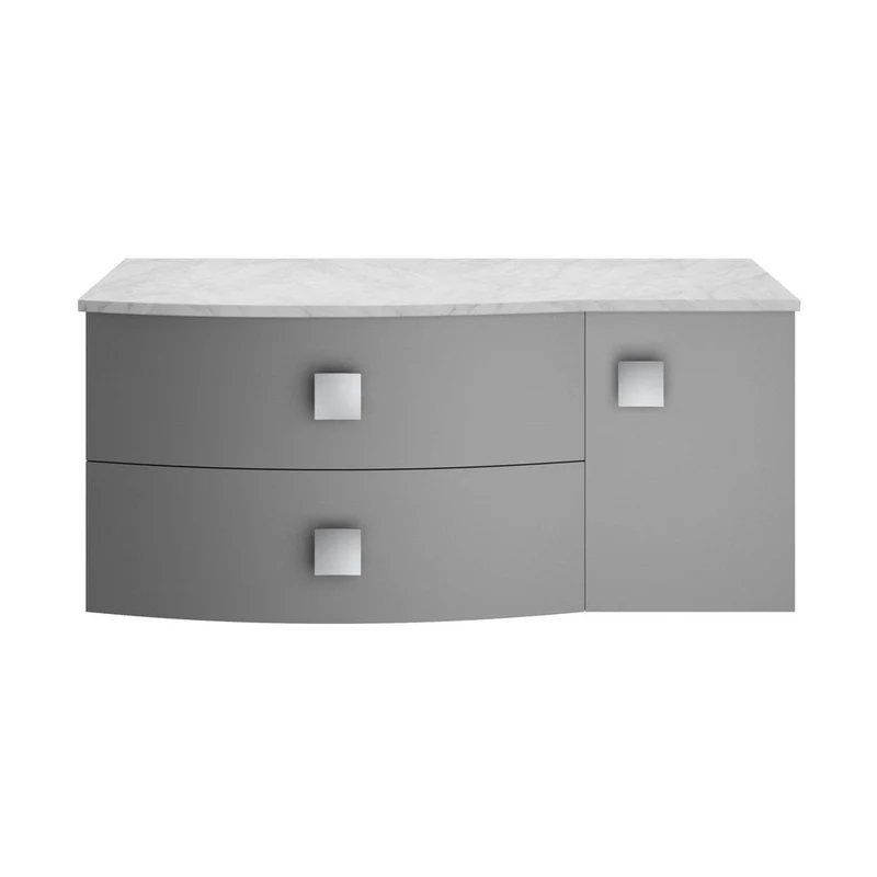 Hudson Reed Sarenna 1000mm Right Hand Cabinet With Marble Top Contemp Dove Grey MFC Smooth Matt 446x1012x504mm - SAR205R
