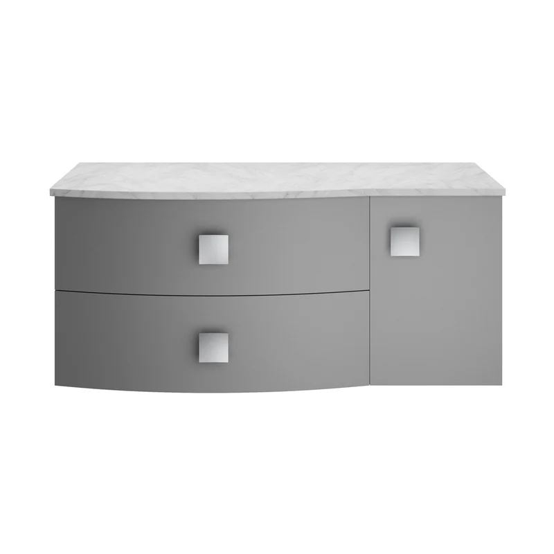 Hudson Reed Sarenna 1000mm Left Hand Cabinet With Marble Top Contemp Dove Grey MFC Smooth Matt 446x1012x504mm - SAR205L