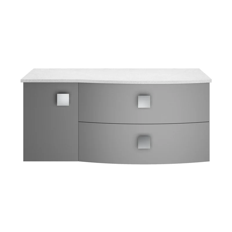 Hudson Reed Sarenna 1000mm Right Hand Cabinet With Marble Top Contemp Dove Grey MFC Smooth Matt 446x1012x504mm - SAR203R