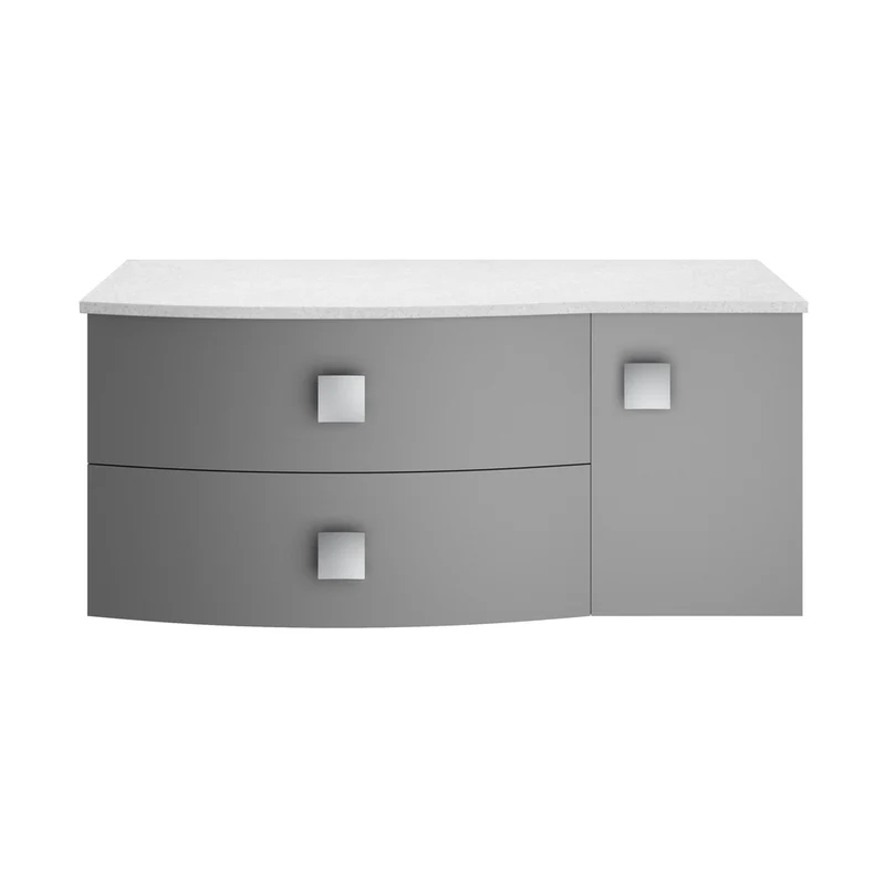 Hudson Reed Sarenna 1000mm Left Hand Cabinet With Marble Top Contemp Dove Grey MFC Smooth Matt 446x1012x504mm - SAR203L