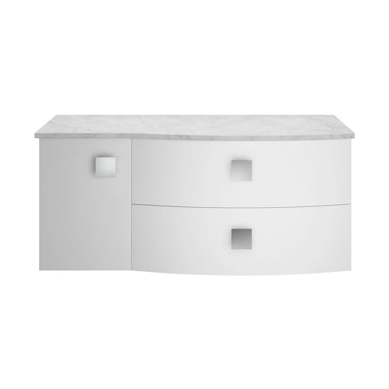Hudson Reed Sarenna 1000mm Right Hand Cabinet With Marble Top Contemp Moon White MFC Smooth Matt 446x1012x504mm - SAR105R