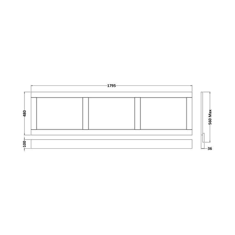 Hudson Reed Old London 1800mm Front Panel Trad Storm Grey MDF Vinyl Textured Woodgrain 560x1795x36mm