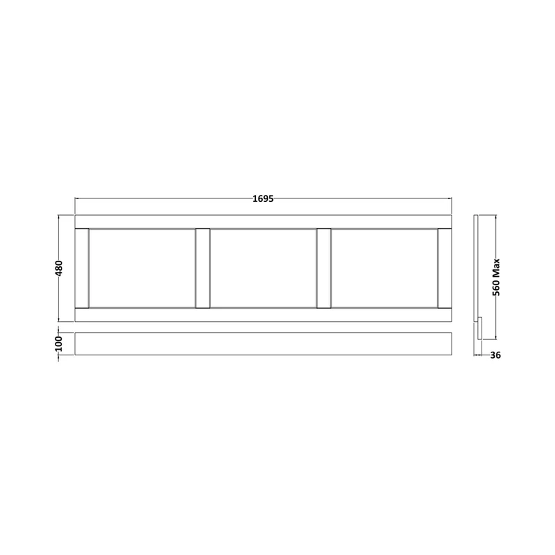 Hudson Reed Old London 1700mm Front Panel Trad Storm Grey MDF Vinyl Textured Woodgrain 560x1695x36mm