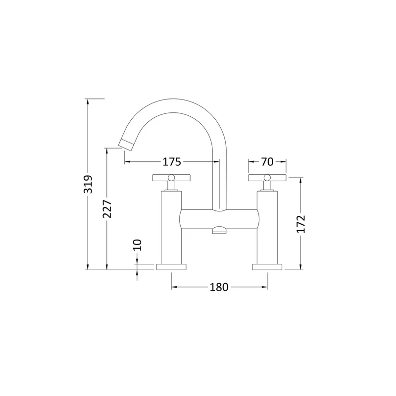 Hudson Reed Tec Crosshead Bath Filler Contemp Brushed Brass Brass 319x230x50mm