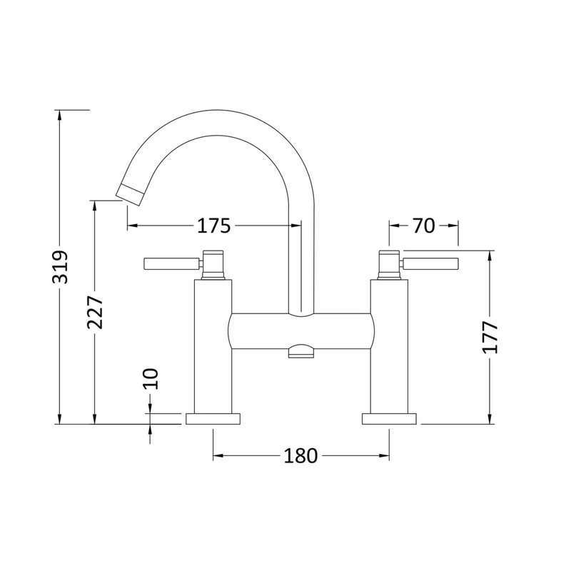 Hudson Reed Tec Lever Bath Filler Contemp Matt Black Brass 320x360x240mm