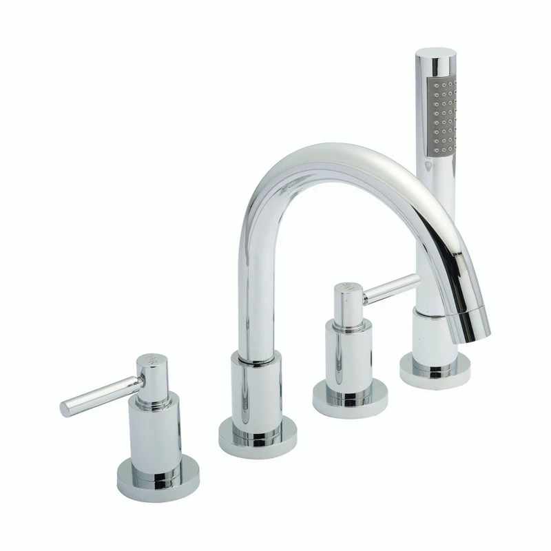 Hudson Reed Tec Lever 4 Tap Hole Bath Mixer Contemp Chrome Brass 237x325x207mm