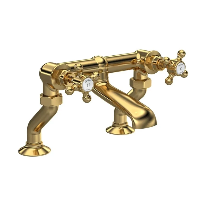 Hudson Reed Topaz Deck Mounted Bath Filler Trad Brushed Brass Brass 187x262x217mm