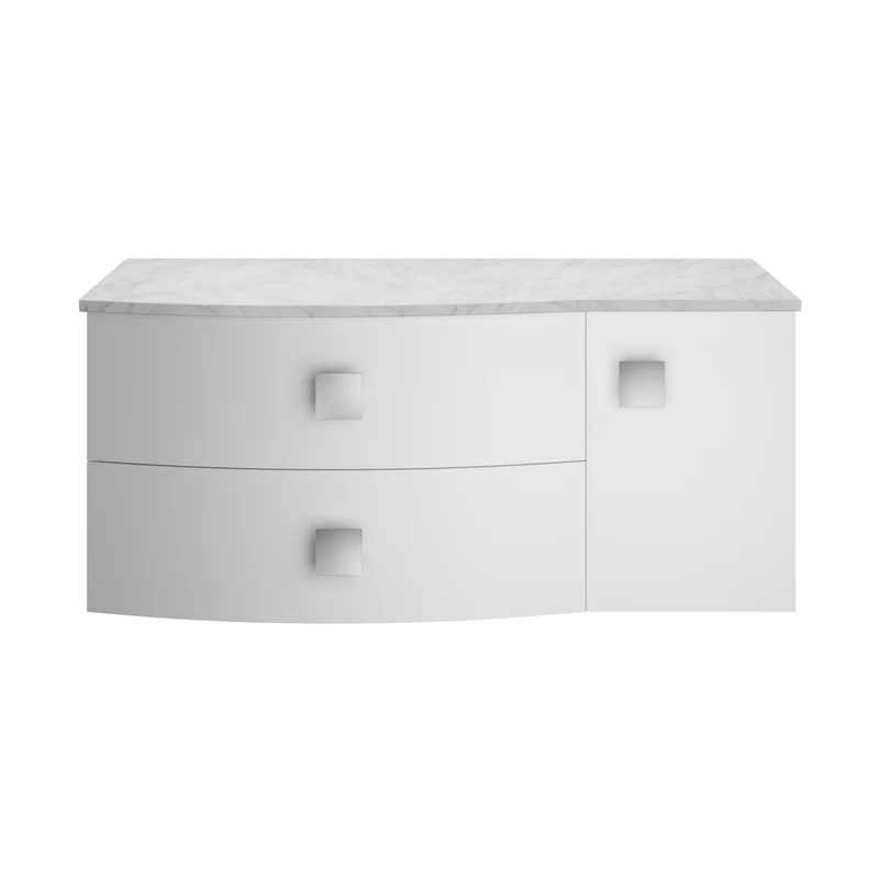 Hudson Reed Sarenna 1000mm Left Hand Cabinet With Marble Top Contemp Moon White MFC Smooth Matt 446x1012x504mm - SAR105L