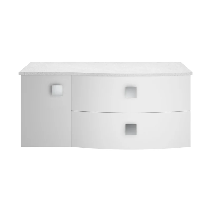 Hudson Reed Sarenna 1000mm Right Hand Cabinet With Marble Top Contemp Moon White MFC Smooth Matt 446x1012x504mm - SAR103R