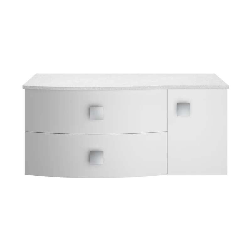 Hudson Reed Sarenna 1000mm Left Hand Cabinet With Marble Top Contemp Moon White MFC Smooth Matt 446x1012x504mm - SAR103L