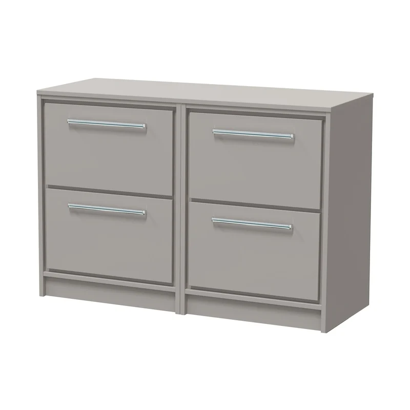 Hudson Reed Lille 1200mm Floor Standing 4-drawer Vanity With Worktop Contemp Pebble Grey MFC Smooth Matt 818x605x460mm