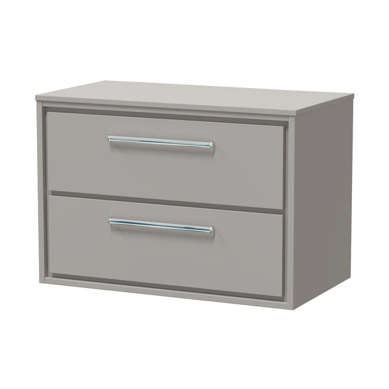 Hudson Reed Lille 800mm Wall Hung 2-drawer Vanity With Worktop Contemp Pebble Grey MFC Smooth Matt 539x805x460mm