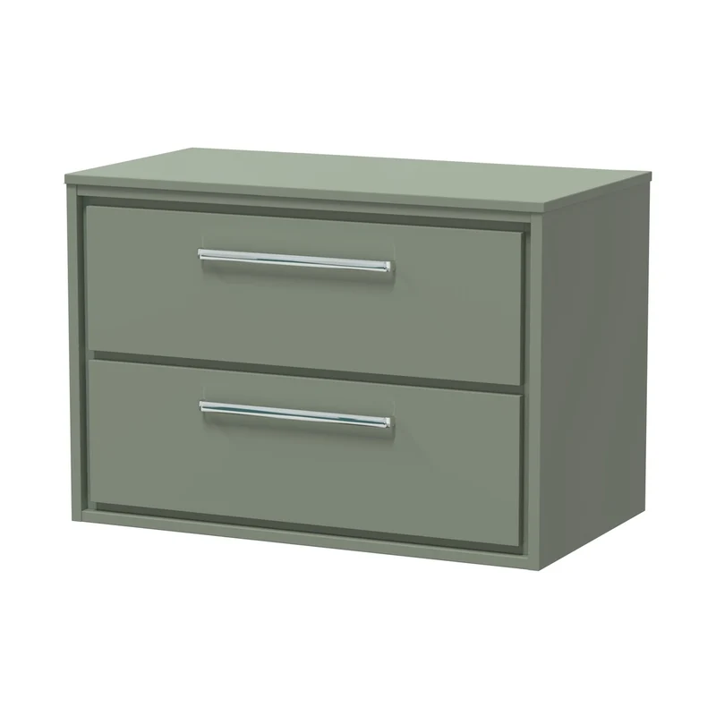 Hudson Reed Lille 800mm Wall Hung 2-drawer Vanity With Worktop Contemp Fern Green MFC Smooth Matt 539x805x460mm