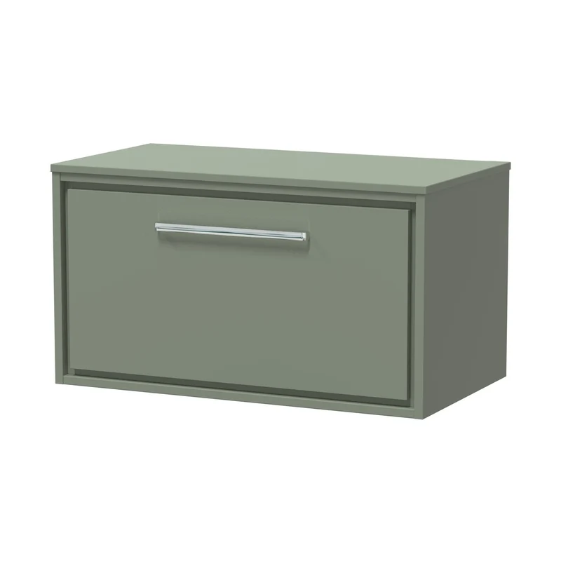 Hudson Reed Lille 800mm Wall Hung Single Drawer Vanity With Worktop Contemp Fern Green MFC Smooth Matt 449x805x460mm