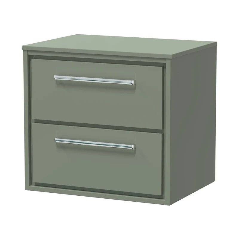 Hudson Reed Lille 600mm Wall Hung 2-drawer Vanity With Worktop Contemp Fern Green MFC Smooth Matt 557x605x460mm