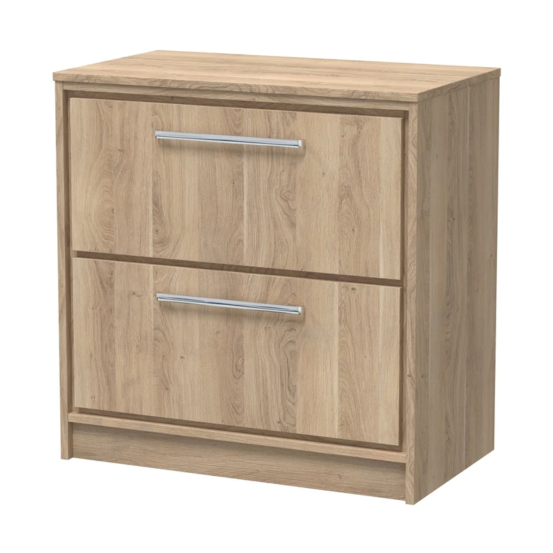 Hudson Reed Lille 800mm Floor Standing 2-drawer Vanity With Worktop Contemp Bleached Oak MFC Textured Woodgrain 818x805x460mm