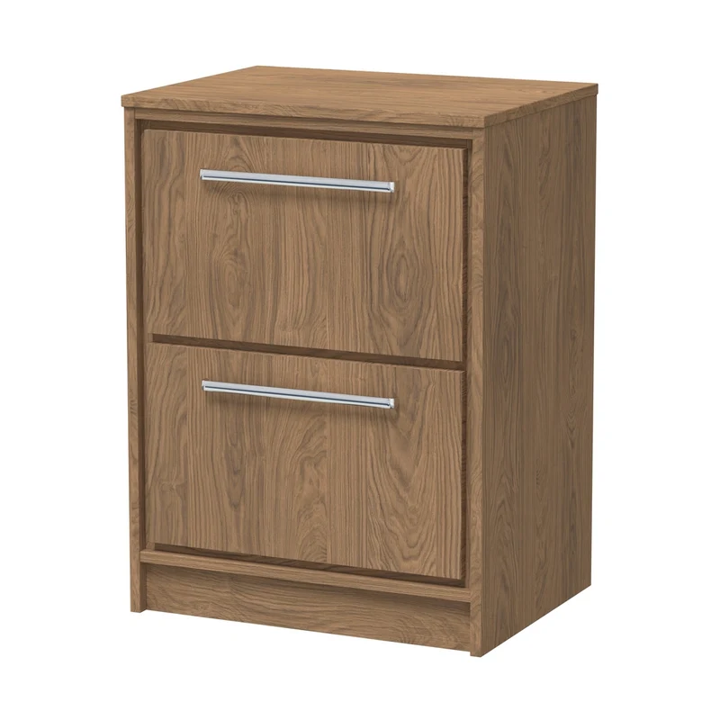 Hudson Reed Lille 600mm Floor Standing 2-drawer Vanity With Worktop Contemp Antique Oak MFC Textured Woodgrain 818x605x460mm