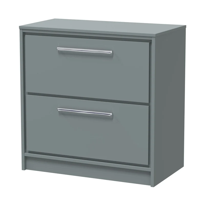 Hudson Reed Lille 800mm Floor Standing 2-drawer Vanity With Worktop Contemp Coastal Grey MFC Smooth Matt 818x805x460mm