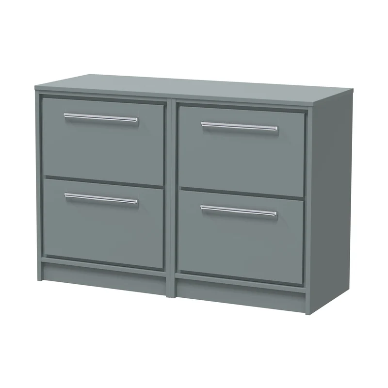 Hudson Reed Lille 1200mm Floor Standing 4-drawer Vanity With Worktop Contemp Coastal Grey MFC Smooth Matt 818x605x460mm