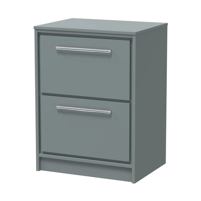 Hudson Reed Lille 600mm Floor Standing 2-drawer Vanity With Worktop Contemp Coastal Grey MFC Smooth Matt 818x605x460mm
