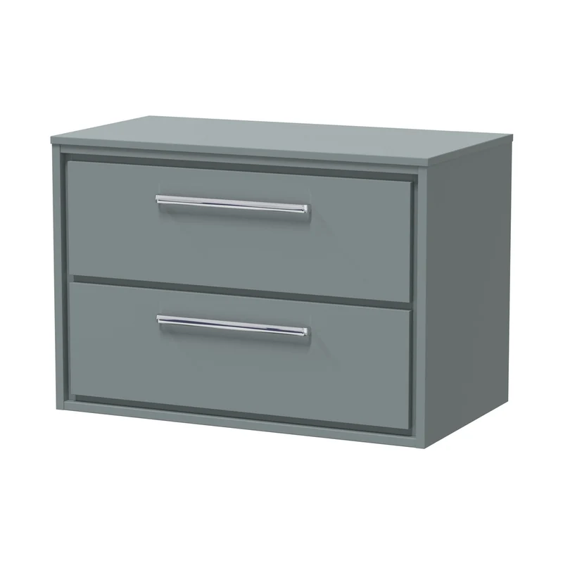 Hudson Reed Lille 800mm Wall Hung 2-drawer Vanity With Worktop Contemp Coastal Grey MFC Smooth Matt 539x805x460mm