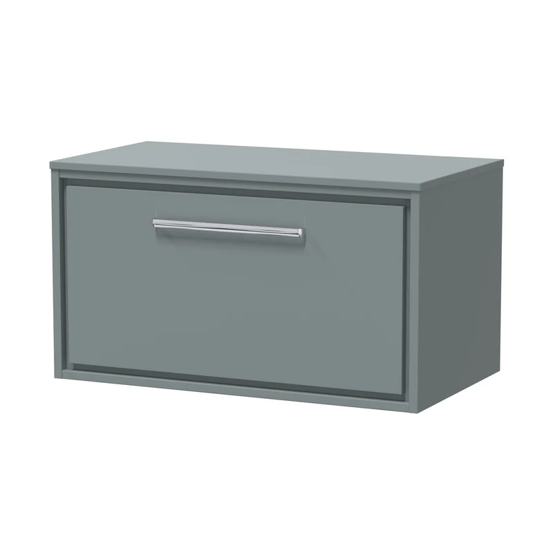 Hudson Reed Lille 800mm Wall Hung Single Drawer Vanity With Worktop Contemp Coastal Grey MFC Smooth Matt 449x805x460mm
