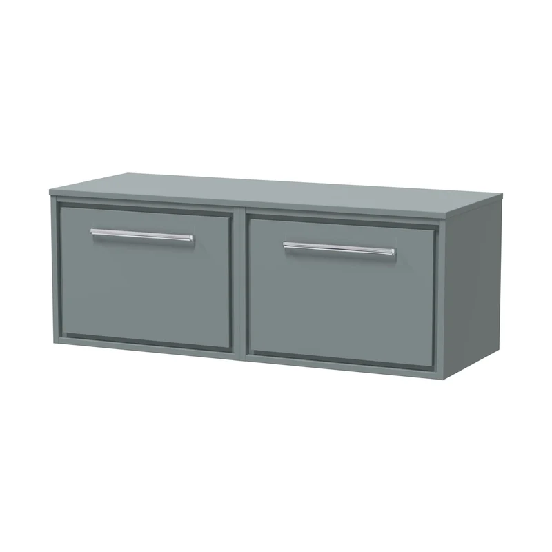 Hudson Reed Lille 1200mm Wall Hung Single Drawer Vanity With Worktop Contemp Coastal Grey MFC Smooth Matt 449x605x460mm