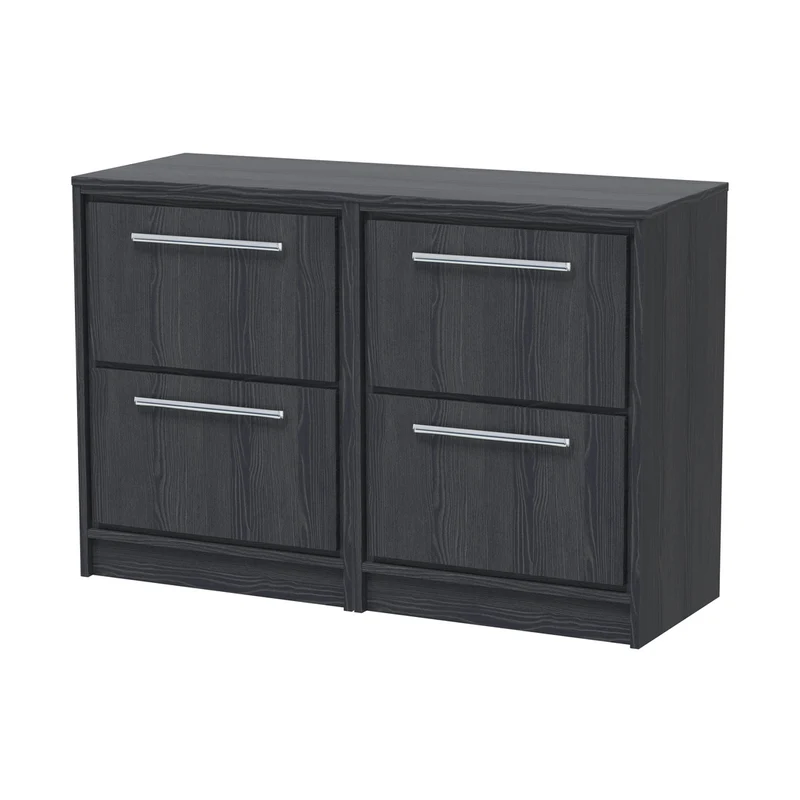 Hudson Reed Lille 1200mm Floor Standing 4-drawer Vanity With Worktop Contemp Graphite Grey Woodgrain MFC Textured Woodgrain 818x605x460mm