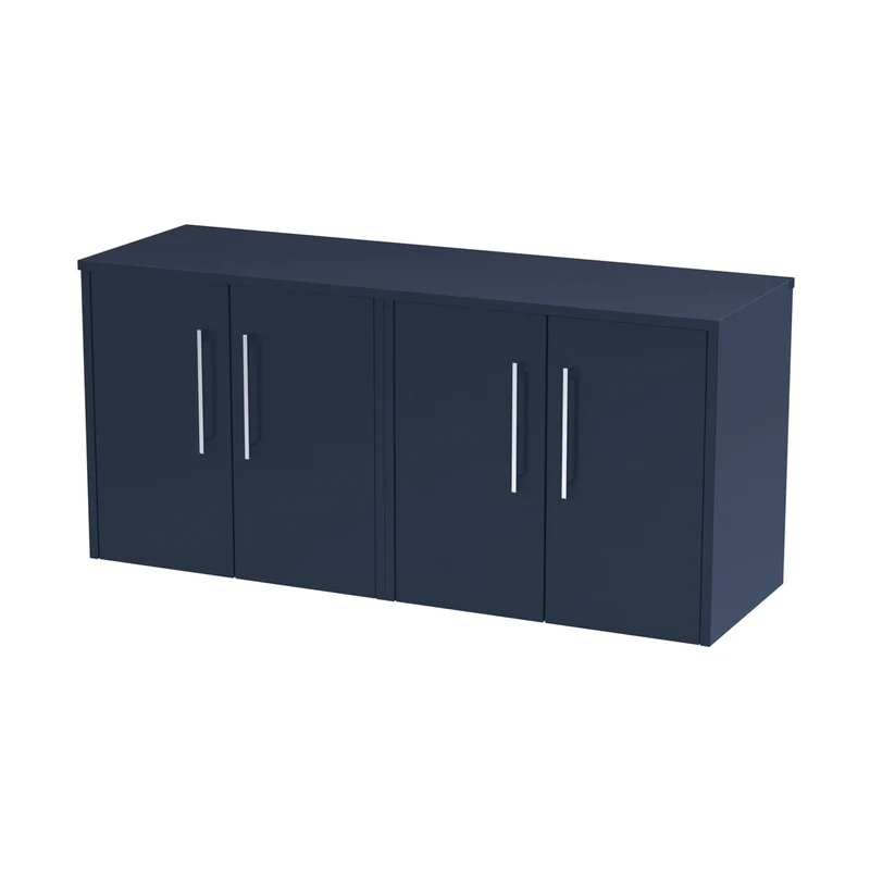Hudson Reed Juno 1200mm Wall Hung 4-door Vanity & Worktop Contemp Midnight Blue MFC Painted Matt 557x1205x390mm