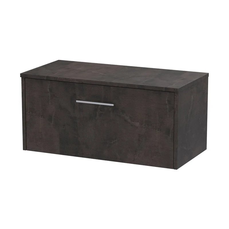 Hudson Reed Juno 800mm Wall Hung 1 Drawer Vanity & Worktop Contemp Metallic Slate MFC Textured Matt 377x805x390mm