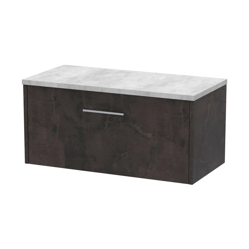 Hudson Reed Juno 800mm Wall Hung 1 Drawer Vanity & Worktop Contemp Metallic Slate MFC Textured Matt 381x805x390mm - JNU2625LBG