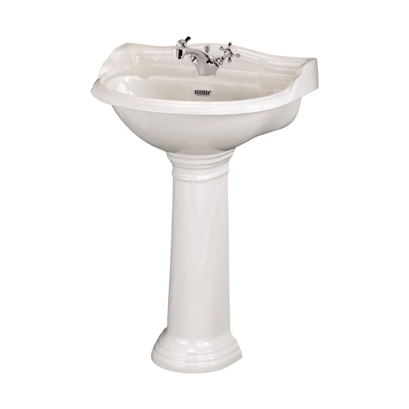 Hudson Reed Chancery 600mm Basin & Pedestal (1 Tap Hole) Trad White Vitreous China 935x600x500mm