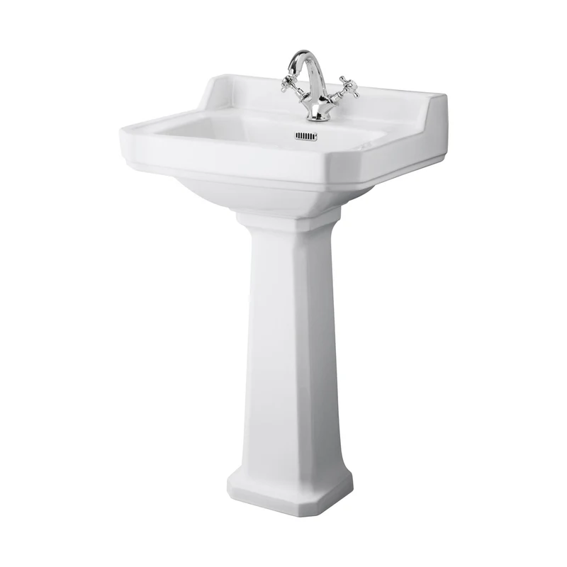 Hudson Reed Richmond 560mm Basin & Pedestal (1 Tap Hole) Trad White Vitreous China 897x550x455mm