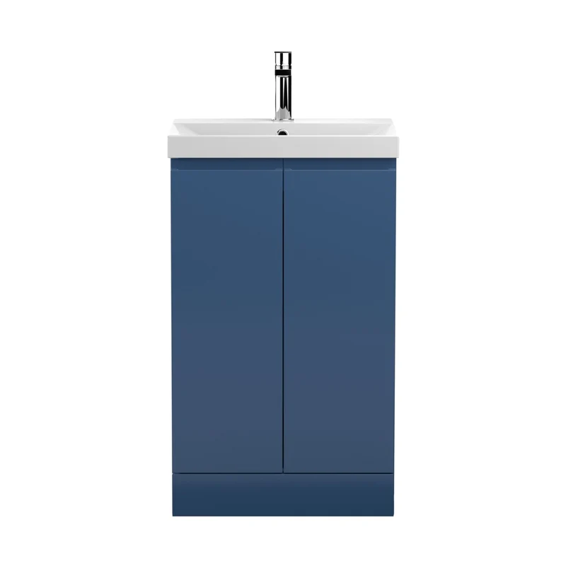 Hudson Reed Urban 500mm Floor Standing 2-door Vanity Unit & Basin 3 Contemp Satin Blue MFC Painted Matt 860x510x395mm
