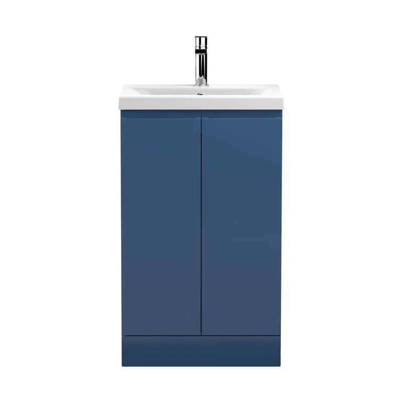 Hudson Reed Urban 500mm Floor Standing 2-door Vanity Unit & Basin 1 Contemp Satin Blue MFC Painted Matt 850x510x390mm