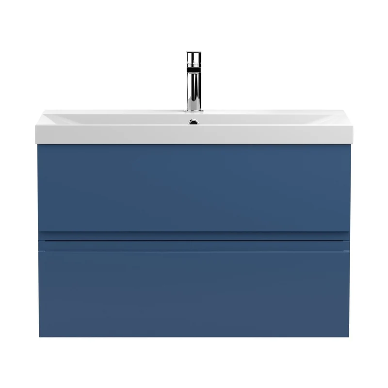 Hudson Reed Urban 800mm Wall Hung 2-drawer Vanity Unit & Basin 3 Contemp Satin Blue MFC Painted Matt 550x810x395mm