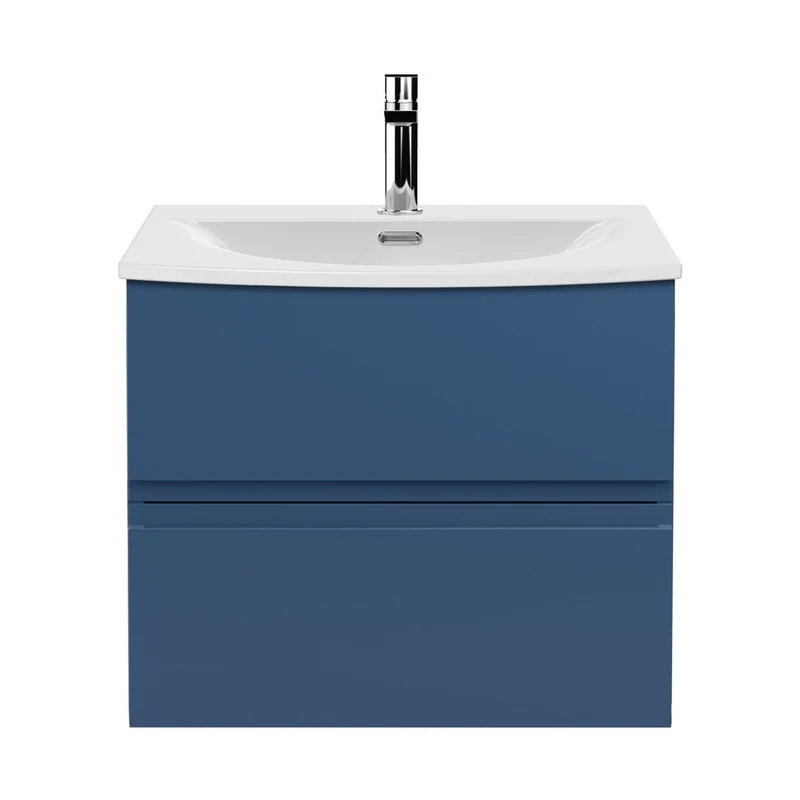 Hudson Reed Urban 600mm Wall Hung 2 Drawer Vanity Unit & Basin 4 Contemp Satin Blue MFC Painted Matt 530x610x440mm