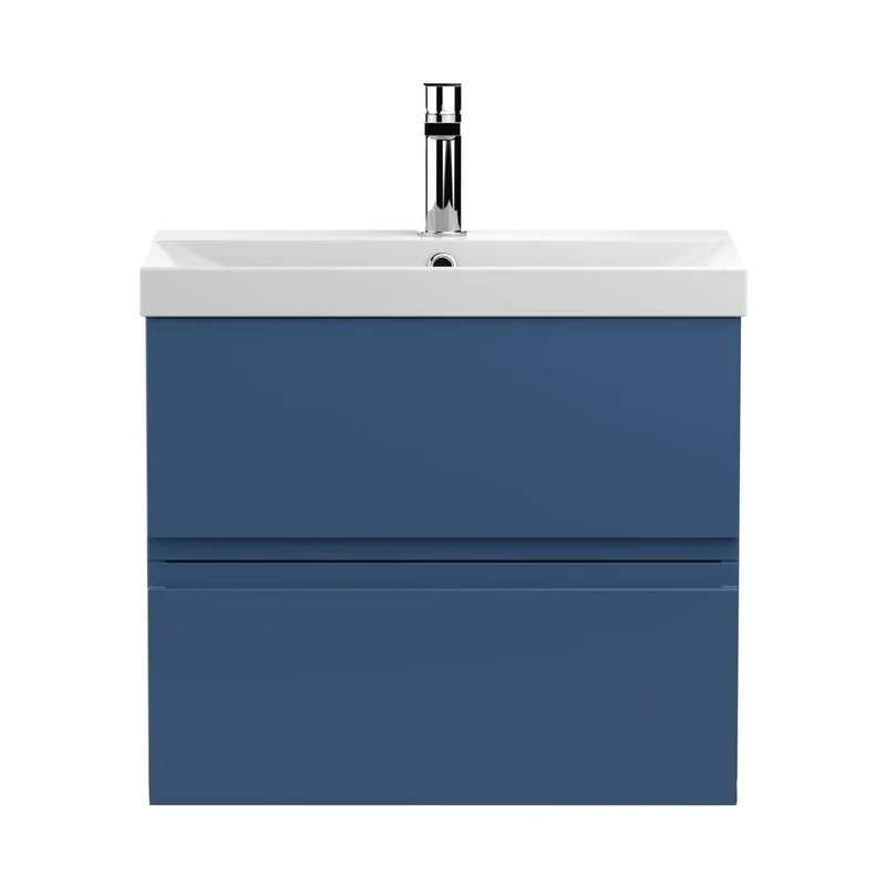 Hudson Reed Urban 600mm Wall Hung 2-drawer Vanity Unit & Basin 3 Contemp Satin Blue MFC Painted Matt 550x610x395mm