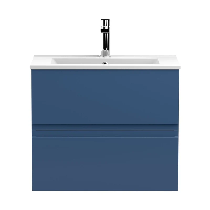 Hudson Reed Urban 600mm Wall Hung 2-drawer Vanity Unit & Basin 2 Contemp Satin Blue MFC Painted Matt 518x605x395mm