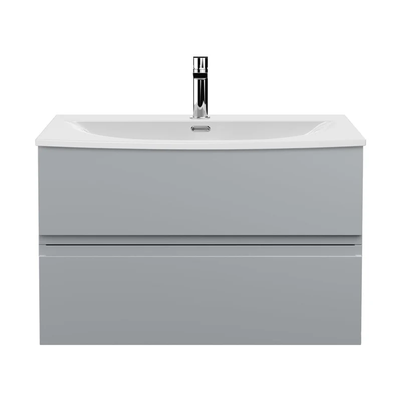 Hudson Reed Urban 800mm Wall Hung 2 Drawer Vanity Unit & Basin 4 Contemp Satin Grey MFC Painted Matt 550x810x395mm