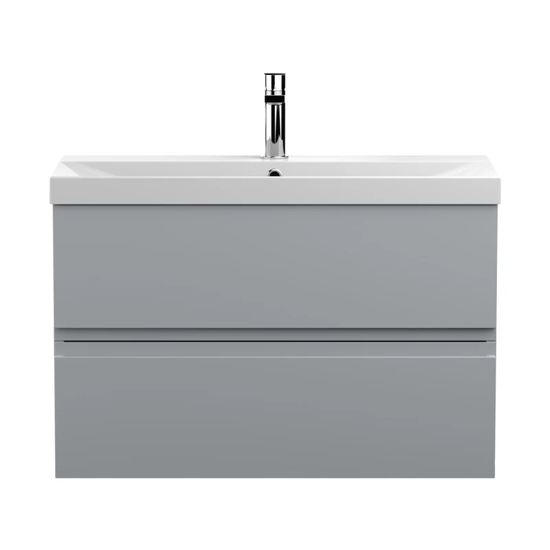 Hudson Reed Urban 800mm Wall Hung 2-drawer Vanity Unit & Basin 3 Contemp Satin Grey MFC Painted Matt 550x810x395mm