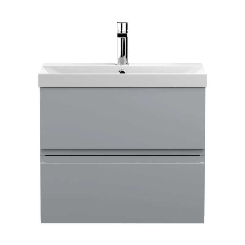 Hudson Reed Urban 600mm Wall Hung 2-drawer Vanity Unit & Basin 3 Contemp Satin Grey MFC Painted Matt 550x610x395mm