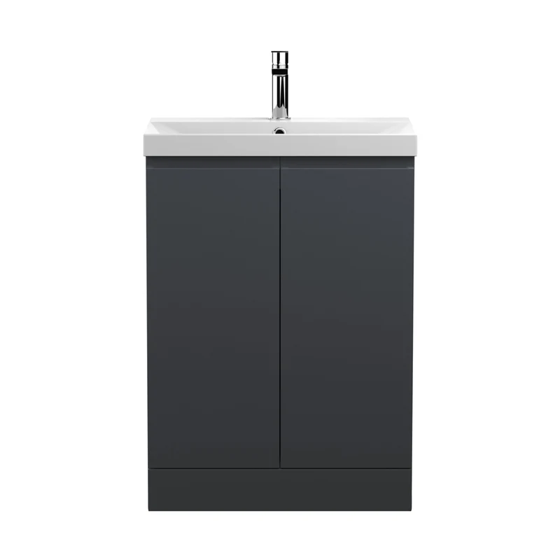 Hudson Reed Urban 600mm Floor Standing 2 Door Vanity & Basin 3 Contemp Soft Black MFC Painted Matt 860x610x395mm
