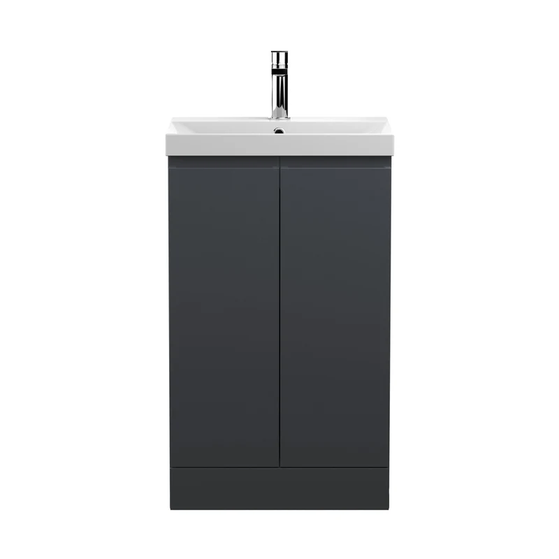 Hudson Reed Urban 500mm Floor Standing 2 Door Vanity & Basin 3 Contemp Soft Black MFC Painted Matt 860x510x395mm