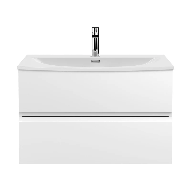 Hudson Reed Urban 800mm Wall Hung 2 Drawer Vanity Unit & Basin 4 Contemp Satin White MFC Painted Matt 550x810x395mm