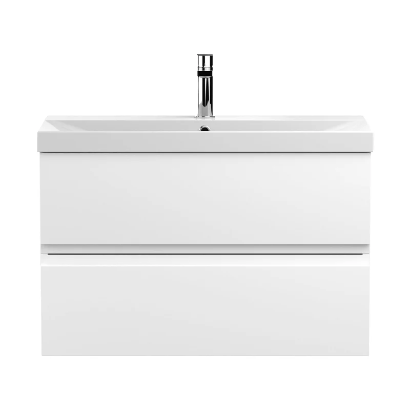 Hudson Reed Urban 800mm Wall Hung 2-drawer Vanity Unit & Basin 3 Contemp Satin White MFC Painted Matt 550x810x395mm