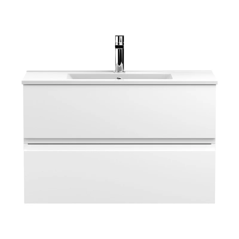 Hudson Reed Urban 800mm Wall Hung 2-drawer Vanity Unit & Basin 2 Contemp Satin White MFC Painted Matt 518x805x395mm