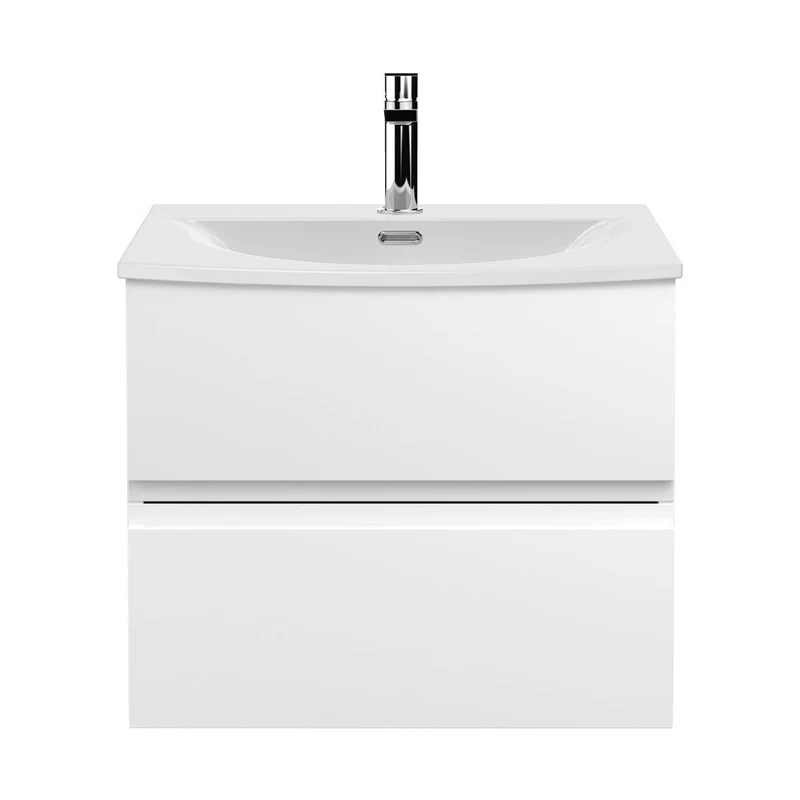 Hudson Reed Urban 600mm Wall Hung 2 Drawer Vanity Unit & Basin 4 Contemp Satin White MFC Painted Matt 530x610x440mm
