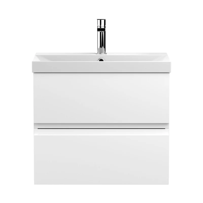 Hudson Reed Urban 600mm Wall Hung 2-drawer Vanity Unit & Basin 3 Contemp Satin White MFC Painted Matt 550x610x395mm